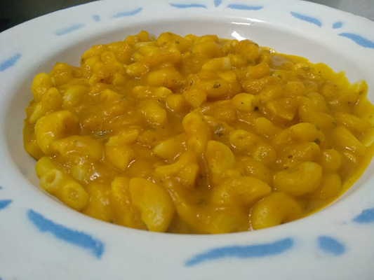 macaroni with creamy pumpkin sauce